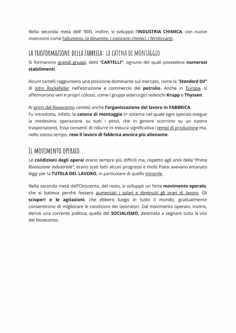 SECONDA RIVOLUZIONE INDUSTRIALE (FINE 800 - INIZIO 900)
INNOVAZIONE, TECNOLOGIA E INDUSTRIA
Nella seconda metà dell'Ottocento in Europa e in