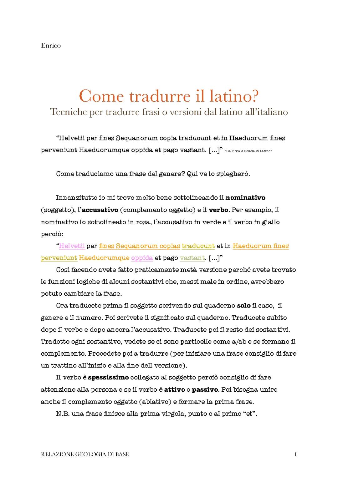 Come tradurre il latino? 
