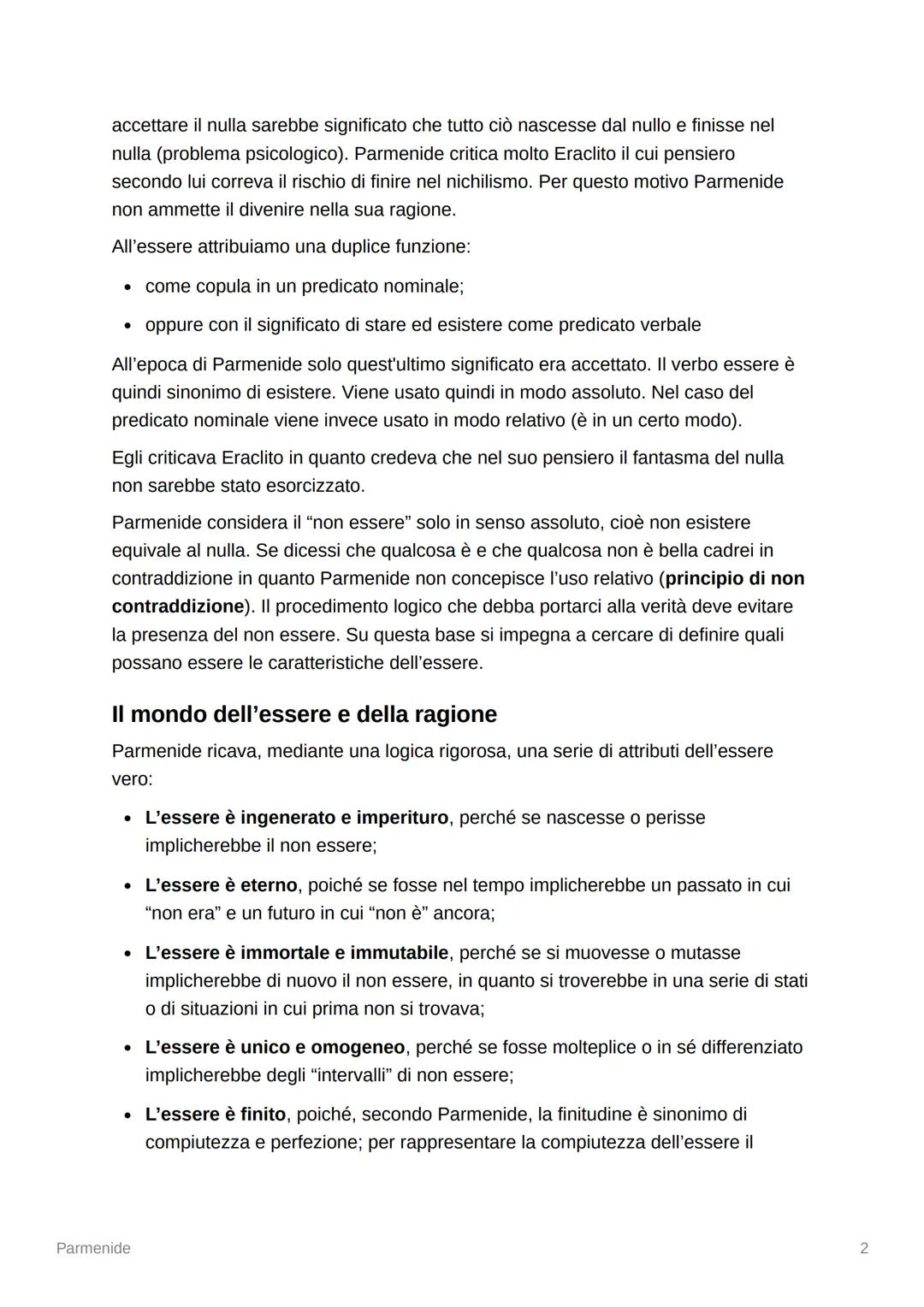 Parmenide
Parmenide si trovava ad Elea, situato vicino Salerno in Campania, oggi chiamata
Velia. Per i greci la verità è rappresentata dalla