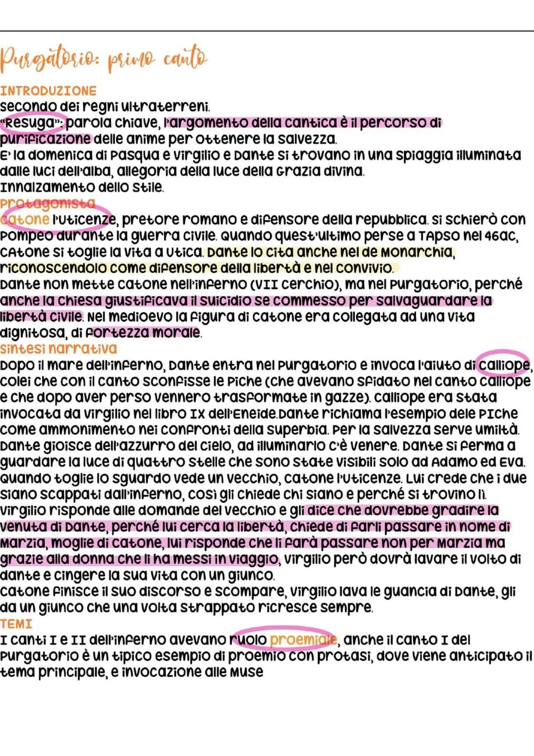 Purgatorio: primo canto
INTRODUZIONE
secondo dei regni ultraterreni.
"Resuga": parola chiave, l'argomento della cantica è il percorso di
pur