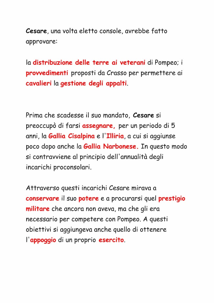 Il primo triumvirato
Nel 60 a.C. a Roma dominavano tre figure
estremamente influenti:
quella di Giulio Cesare beniamino dei popolari;
quella