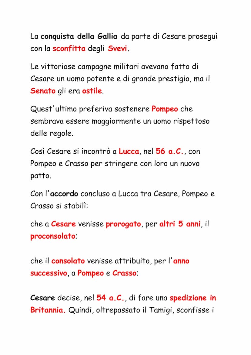 Il primo triumvirato
Nel 60 a.C. a Roma dominavano tre figure
estremamente influenti:
quella di Giulio Cesare beniamino dei popolari;
quella