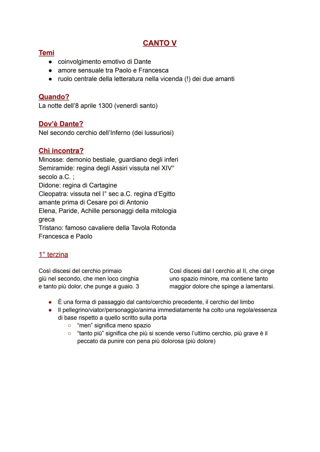 # CANTO V

Temi
- coinvolgimento emotivo di Dante
- amore sensuale tra Paolo e Francesca
- ruolo centrale della letteratura nella vicenda (!