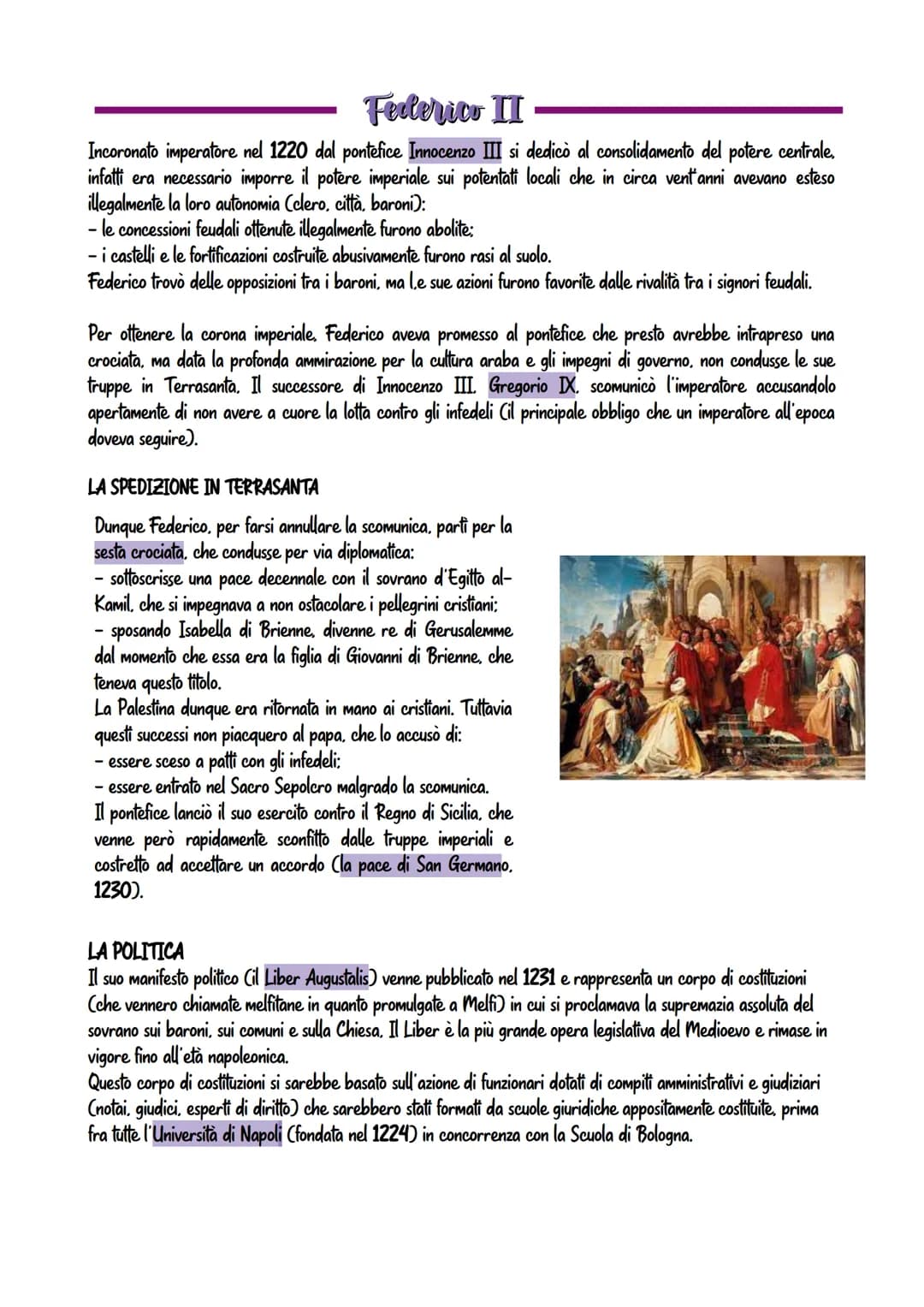 Federico II
Incoronato imperatore nel 1220 dal pontefice Innocenzo III si dedicò al consolidamento del potere centrale.
infatti era necessar