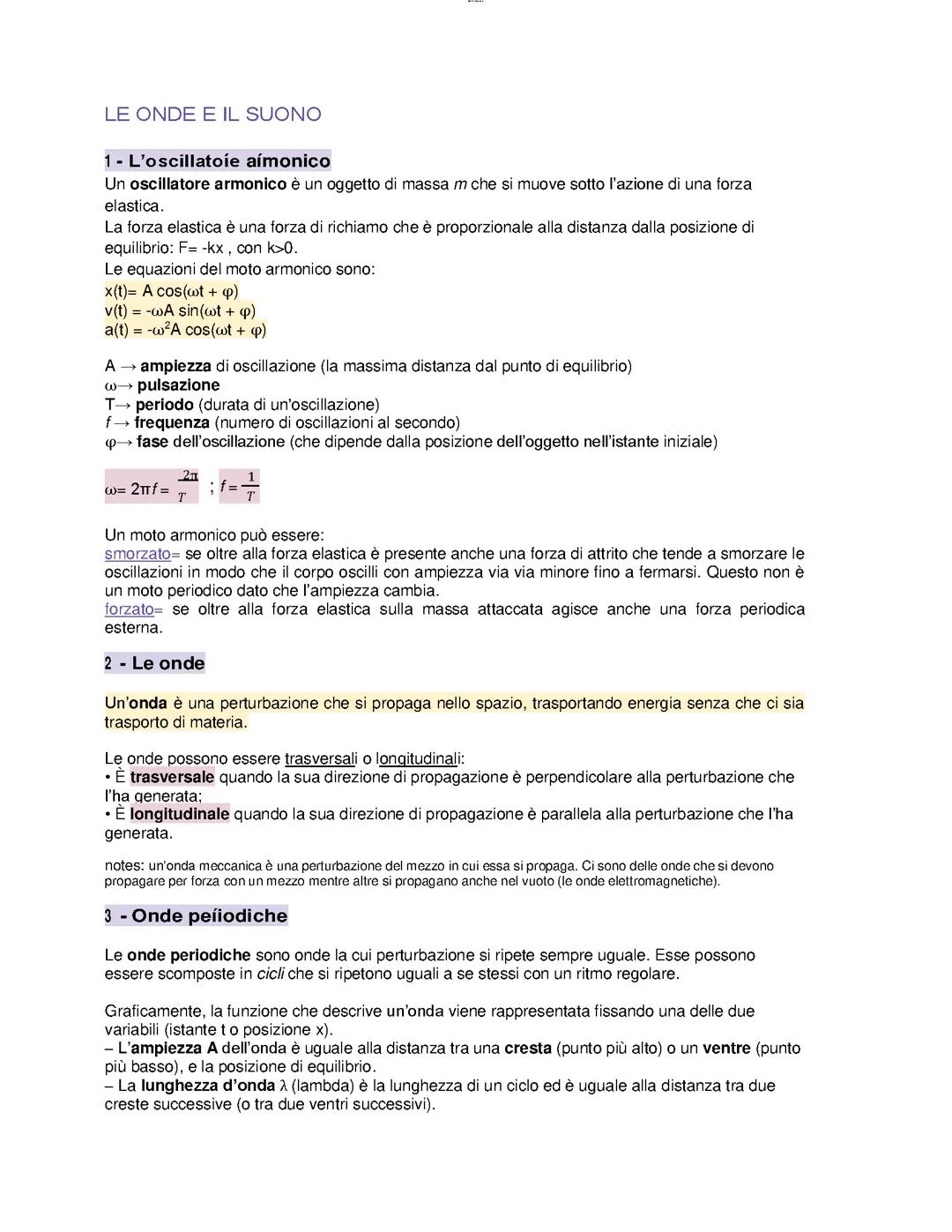 Lezioni di Fisica: Onde, Suono e Luce