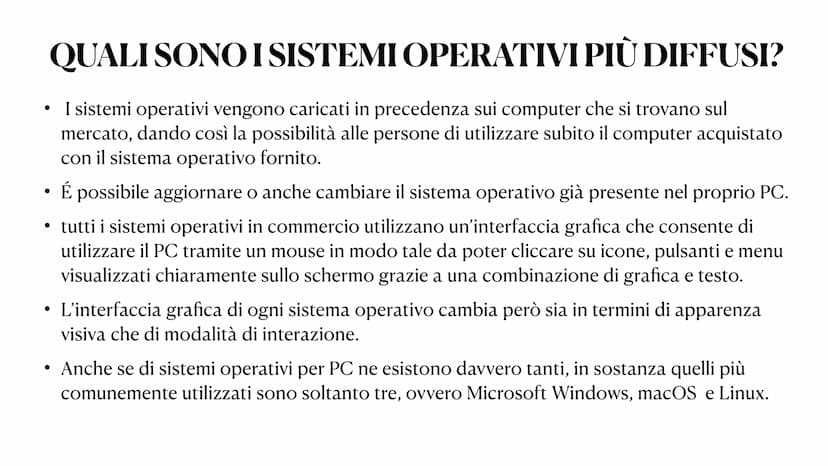 Il sistema operativo Che cos'è un sistema operativo?
In informatica, un sistema operativo è un
software di base adibito a gestire le risorse