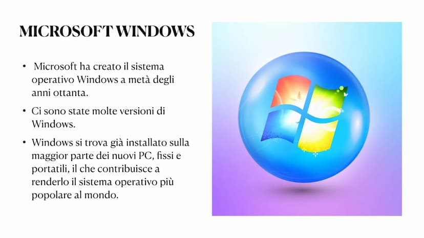 Il sistema operativo Che cos'è un sistema operativo?
In informatica, un sistema operativo è un
software di base adibito a gestire le risorse