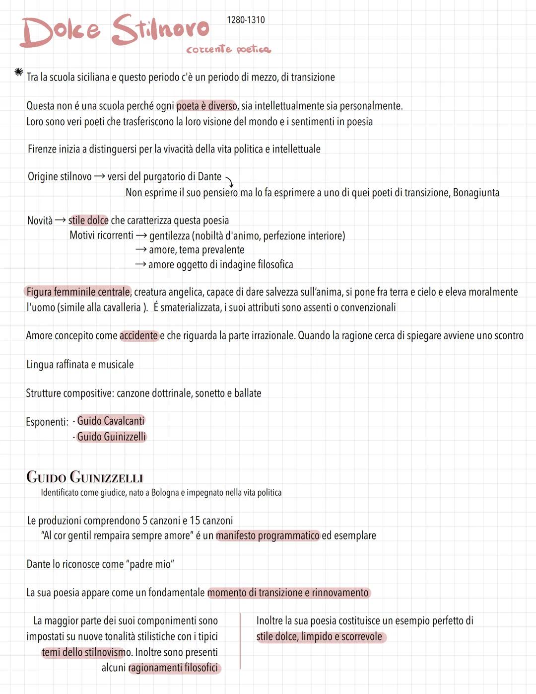 Doke Stilnoro
1280-1310
cottente poetica
Tra la scuola siciliana e questo periodo c'è un periodo di mezzo, di transizione
Questa non é una s