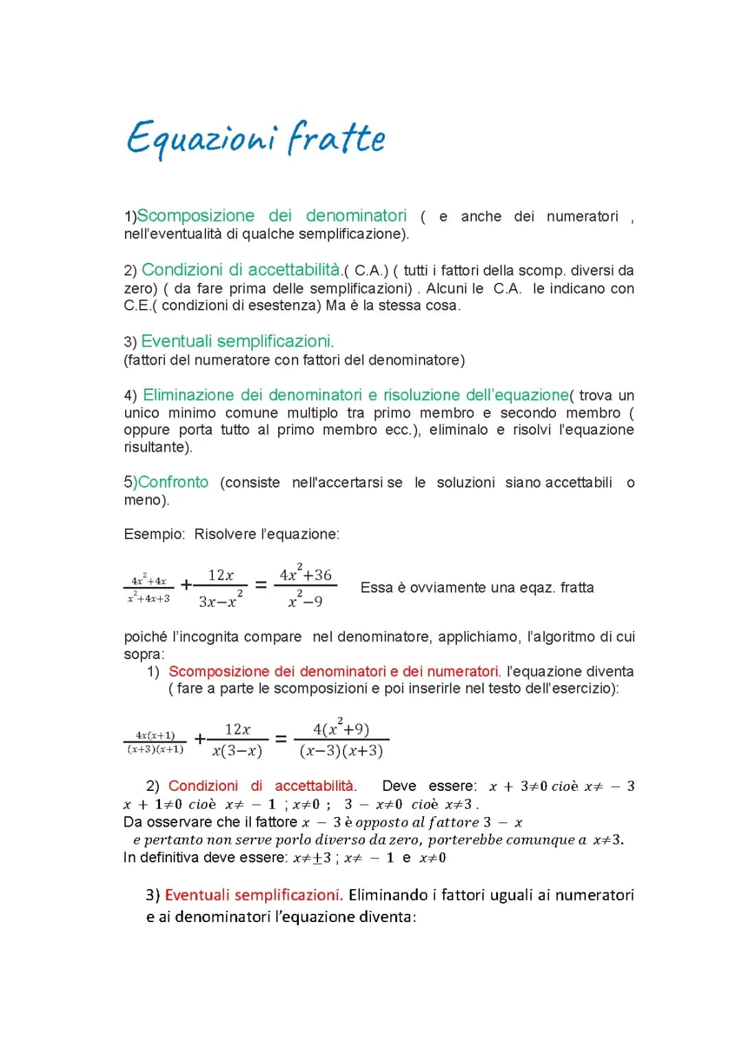Equazioni fratte