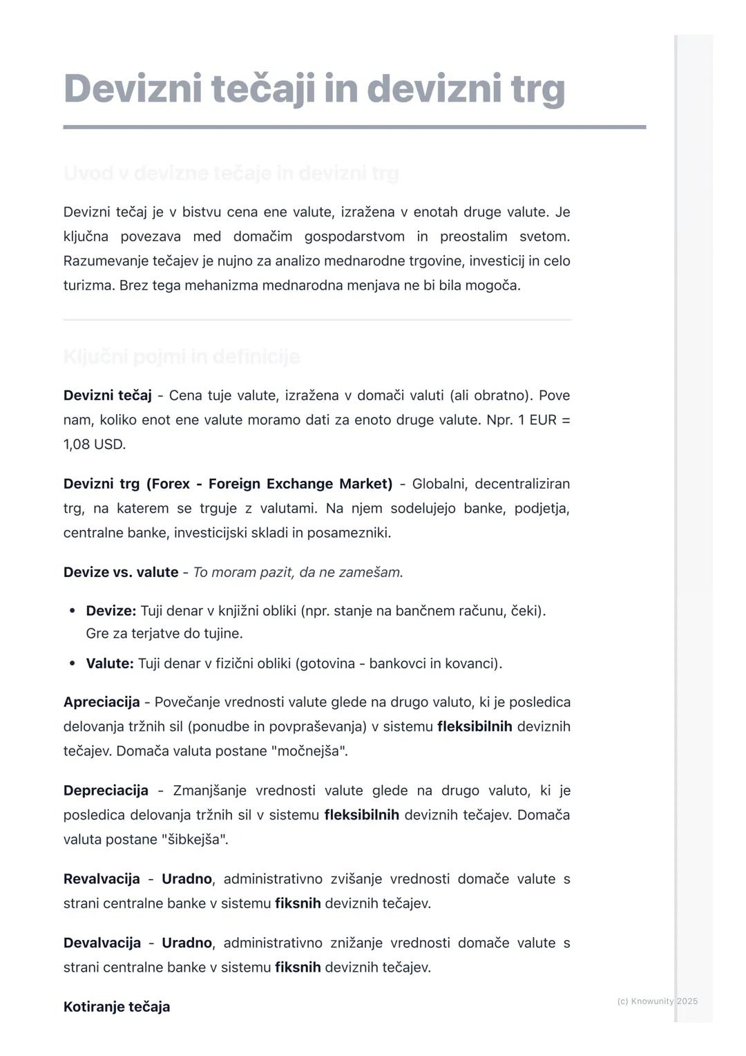 # Devizni tečaji in devizni trg

Uvod v devizne tečaje in devizni trg

Devizni tečaj je v bistvu cena ene valute, izražena v enotah druge va