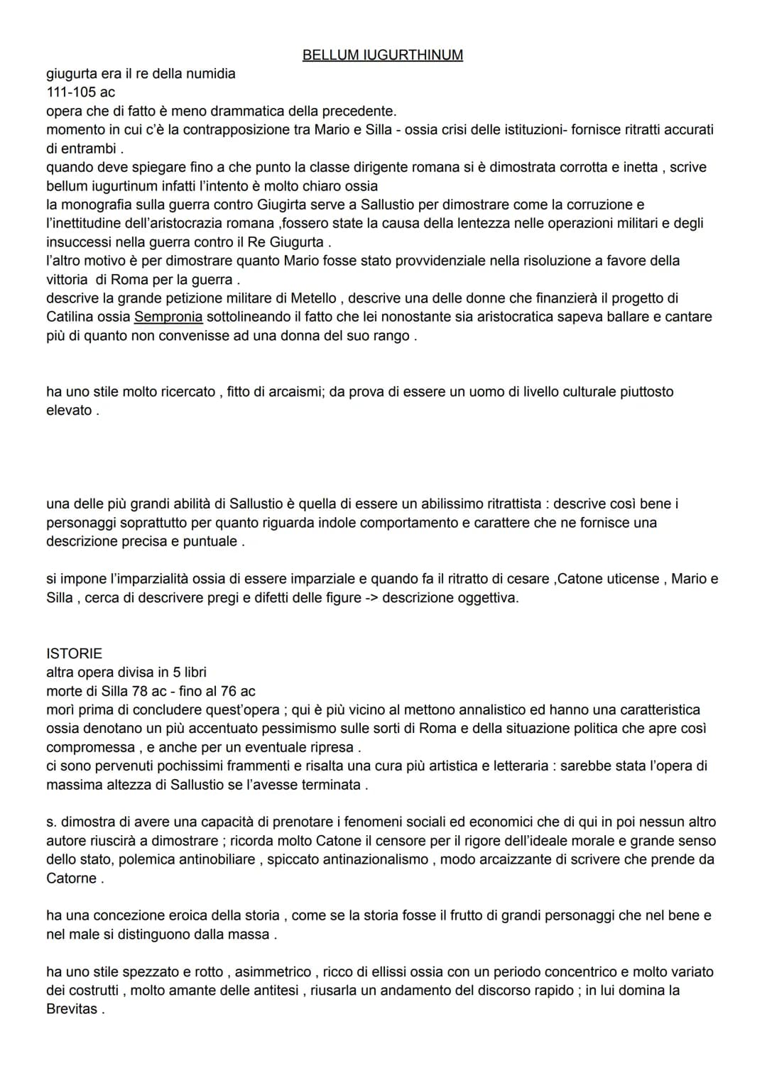 SALLUSTIO
biografia:
nasce 86 ac presso Amiterno in Sabina.
appartenente a famiglia plebea di condizioni molto agiate come se fosse un alto 