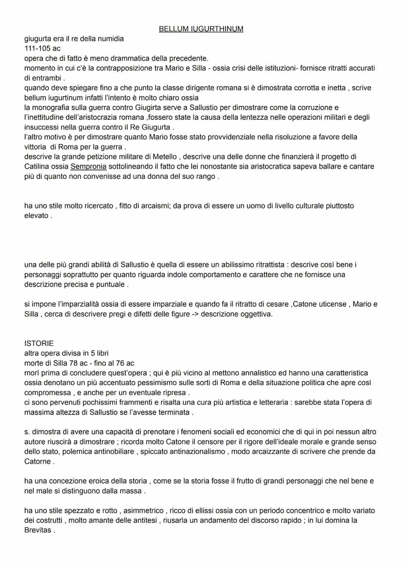 SALLUSTIO
biografia:
nasce 86 ac presso Amiterno in Sabina.
appartenente a famiglia plebea di condizioni molto agiate come se fosse un alto 