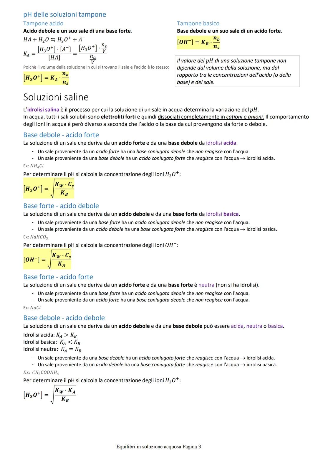 Equilibri in soluzione acquosa
Reazioni di autoionizzazione
L'acqua ha una ridotta conducibilità elettrica, per cui in essa devono essere pr