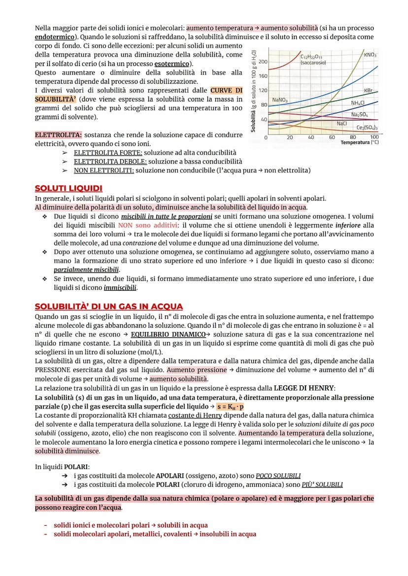 PROPRIETÀ' DELLE SOLUZIONI
ACQUA → SOLVENTE UNIVERSALE (essendo polare può sciogliere molte sostanze e, inoltre, tutti gli esseri
viventi vi