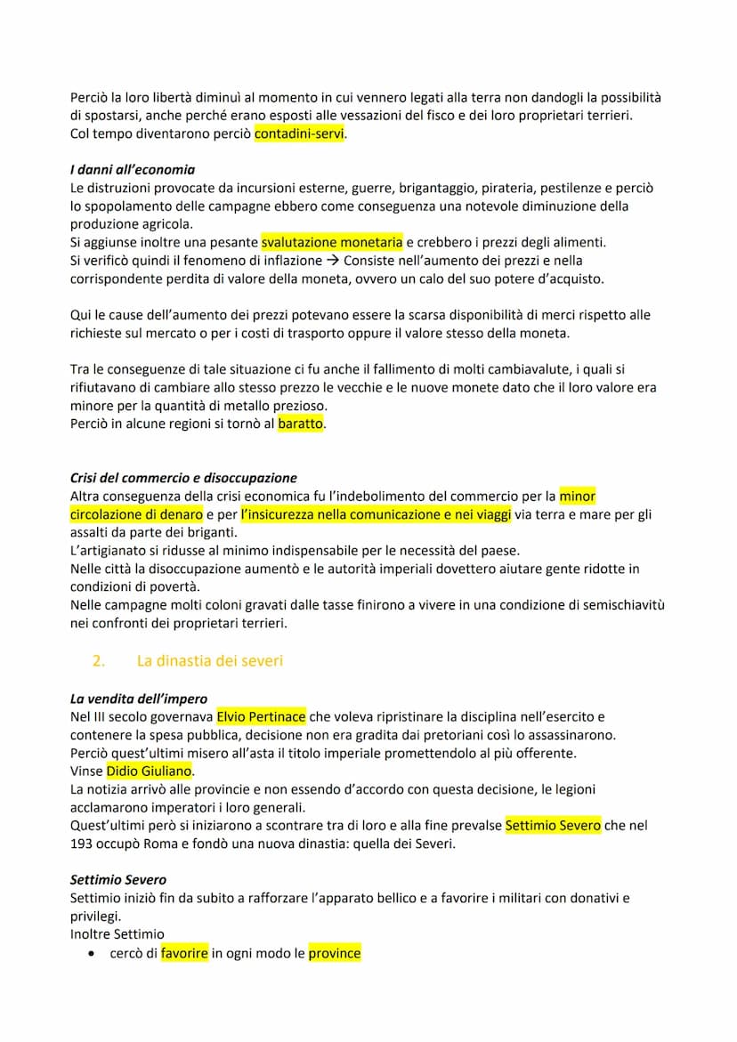 1. Le cause e le conseguenze della crisi
La fine del II secolo e le origini della crisi
Nell'Impero romano, sul finire del II secolo ci fu u