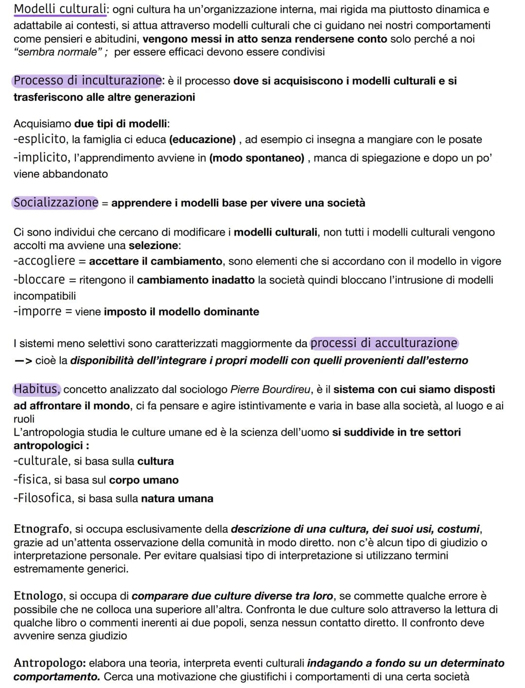 L'antropologia -> è una disciplina che studia l'uomo dal punto di vista culturale, studia la
diversità umana, non dal punto di vista fisico,