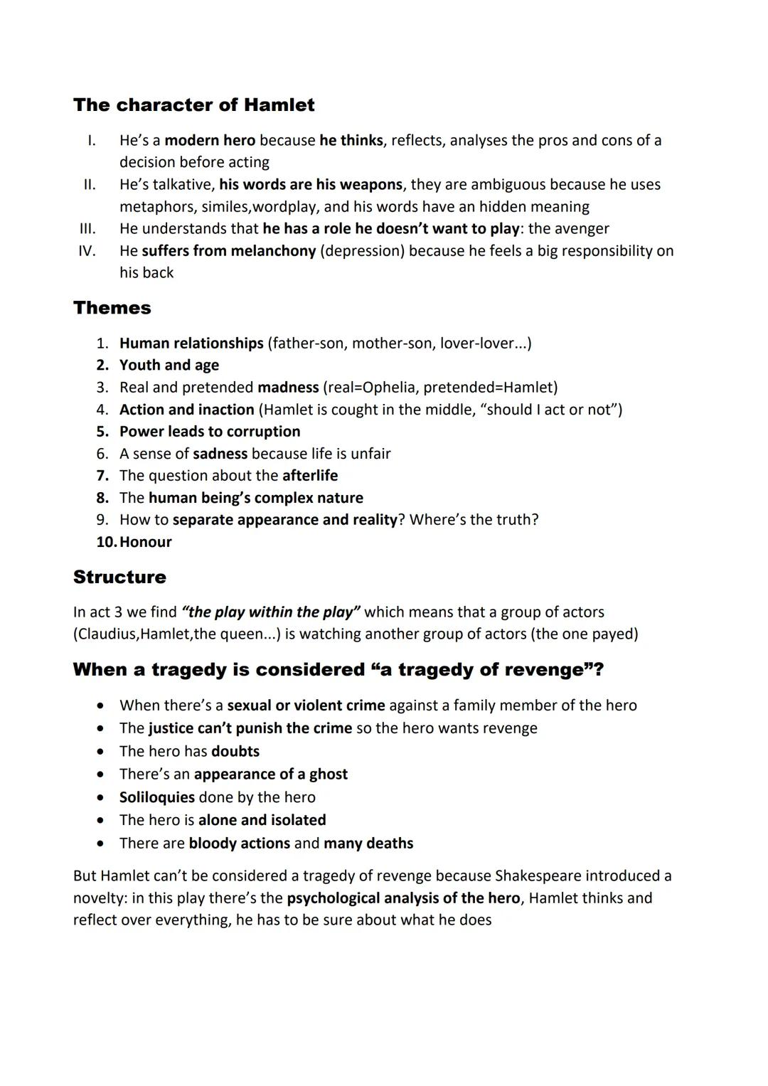 Hamlet prince of Denmark
Year: 1601
Genre: tragedy
Characters:
-Queen Gertrude, King Claudius and King Hamlet (and his ghost)
-Prince Hamlet
