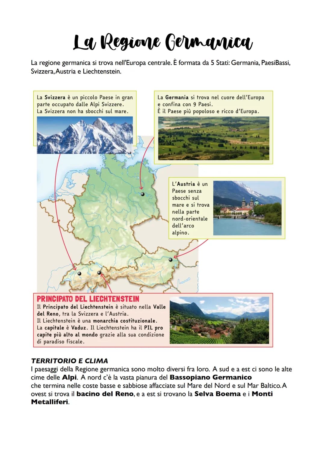 
<p><strong>La posizione geografica</strong><br />
La regione germanica si trova nell'Europa centrale ed è formata da 5 stati: Germania, Pae