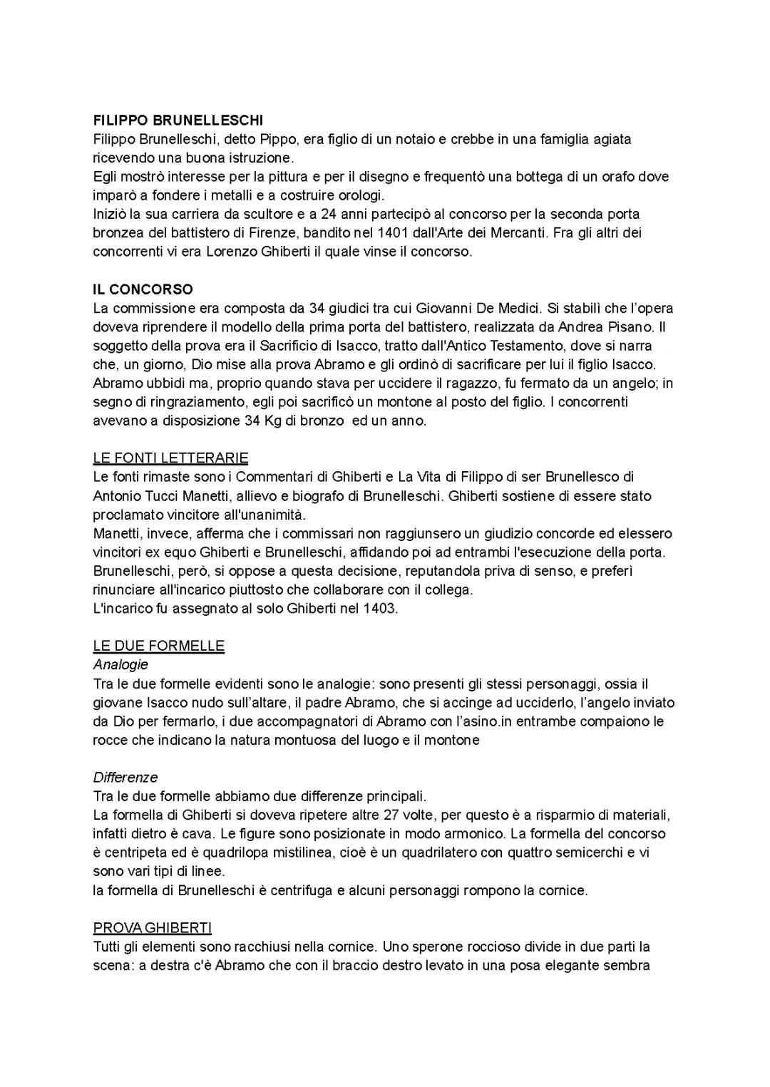 Il Confronto tra le Formelle di Brunelleschi e Ghiberti