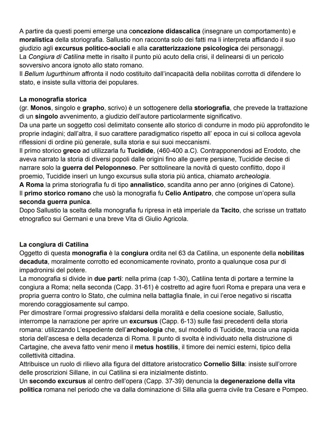 Sallustio
Contesto storico
Durante l'età di Cesare c'erano due partiti: gli optimates (senatori o coloro che apparteneva alle
classi alte, e