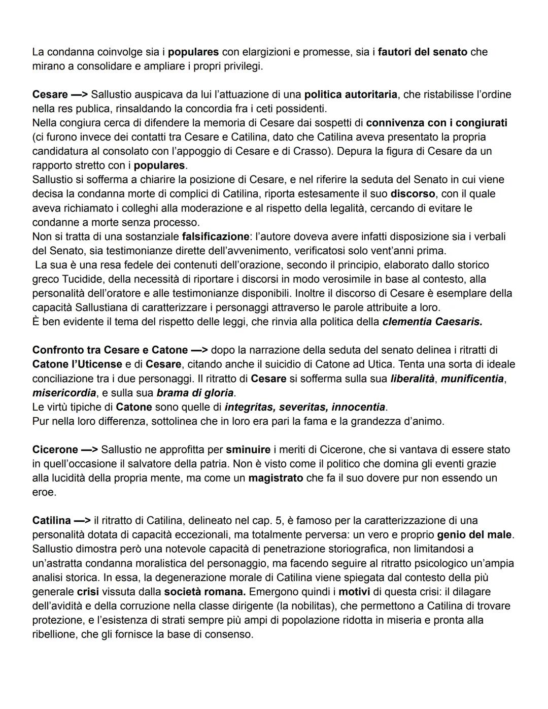 Sallustio
Contesto storico
Durante l'età di Cesare c'erano due partiti: gli optimates (senatori o coloro che apparteneva alle
classi alte, e