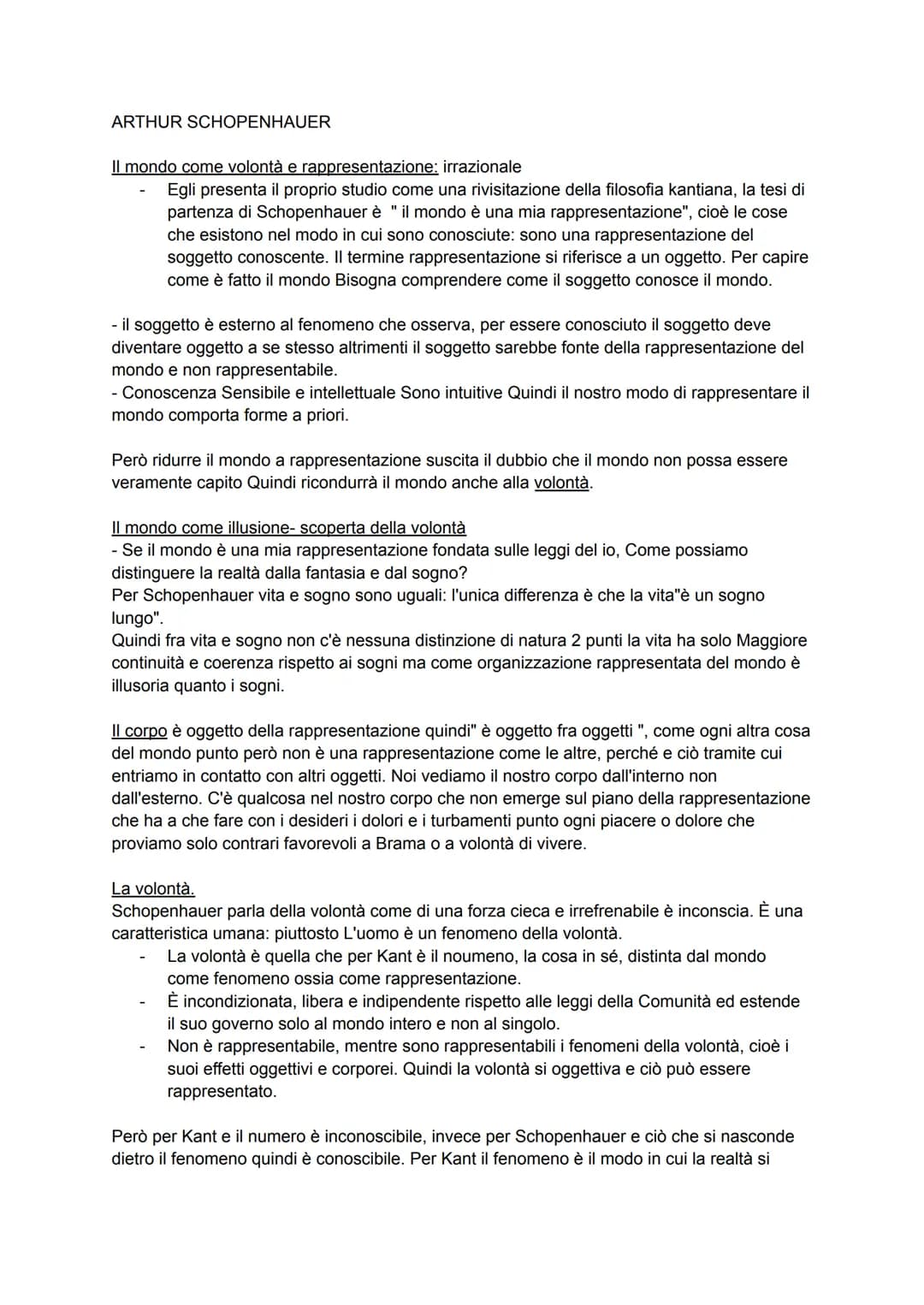 ARTHUR SCHOPENHAUER
Il mondo come volontà e rappresentazione: irrazionale
Egli presenta il proprio studio come una rivisitazione della filos