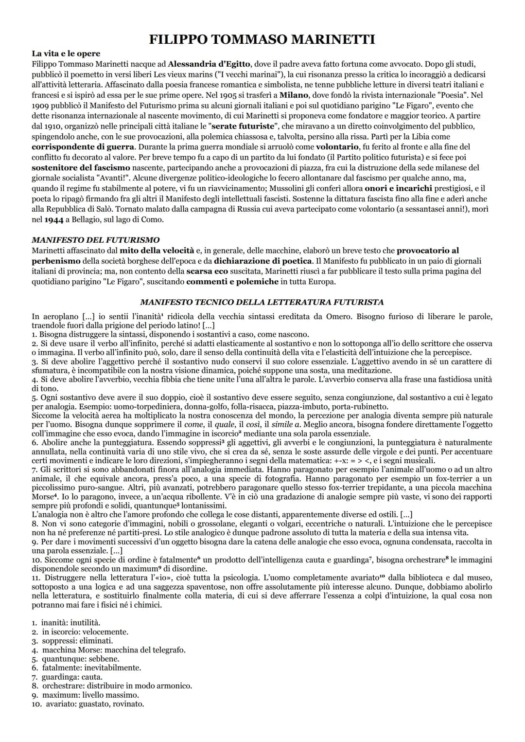 IL FUTURISMO
Le caratteristiche
Il Futurismo nacque ufficialmente con la pubblicazione sul quotidiano parigino "Le Figaro" del Manifesto del