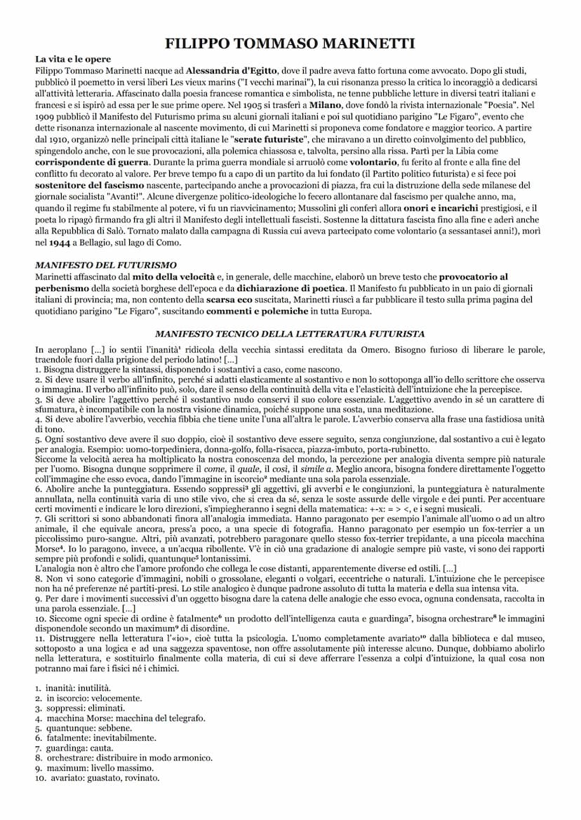 IL FUTURISMO
Le caratteristiche
Il Futurismo nacque ufficialmente con la pubblicazione sul quotidiano parigino "Le Figaro" del Manifesto del