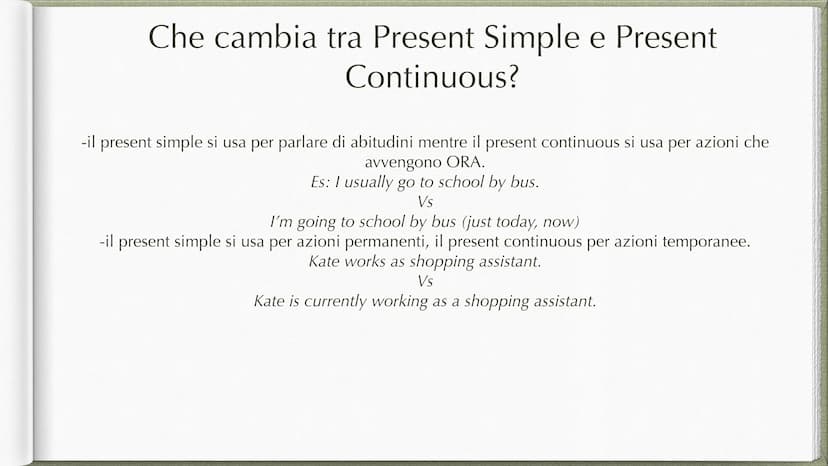 Present Continuous Forma
-affermativa:
soggetto+verbo essere+ forma base+ ing
I am studying
You are studying
She/he/ it is studying
We are s