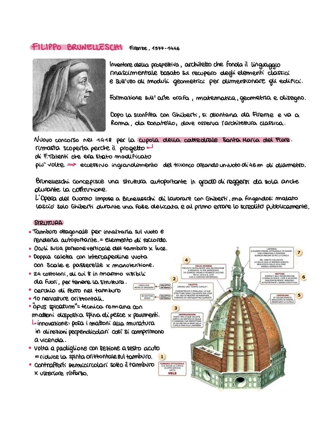 FILIPPO BRUNELLESCHI Firenze, 1377-1446
Inventore della prospettiva, architetto che fonda il linguaggio
rinascimentale basato sul recupero d