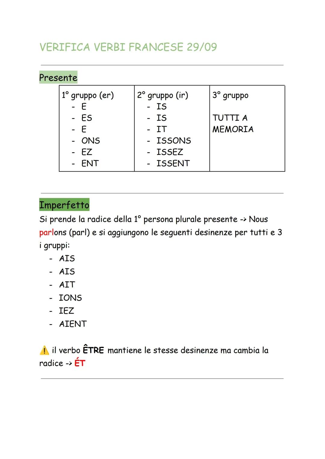 regole grammaticali dei verbi francesi (dal presente indicativo al congiuntivo passato) 