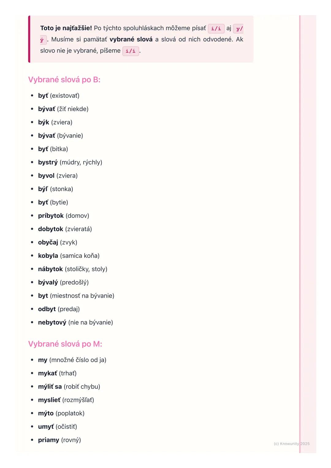 # Pravopis i/í, y/ý

1. Prehľad pravopisu i/í, y/ý

Ahojte! Dnes si zopakujeme veľmi dôležitú vec v slovenčine - kedy píšeme i
alebo i a ked