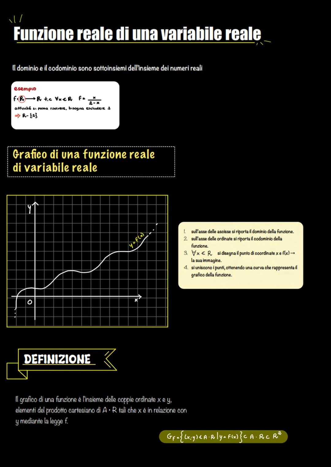 -Funzioni- H
DEFINIZIONI
Siano A e B due insiemi, si dice funzione
di A in B, una legge che fa corrispondere
ad ogni elemento x di A uno e u