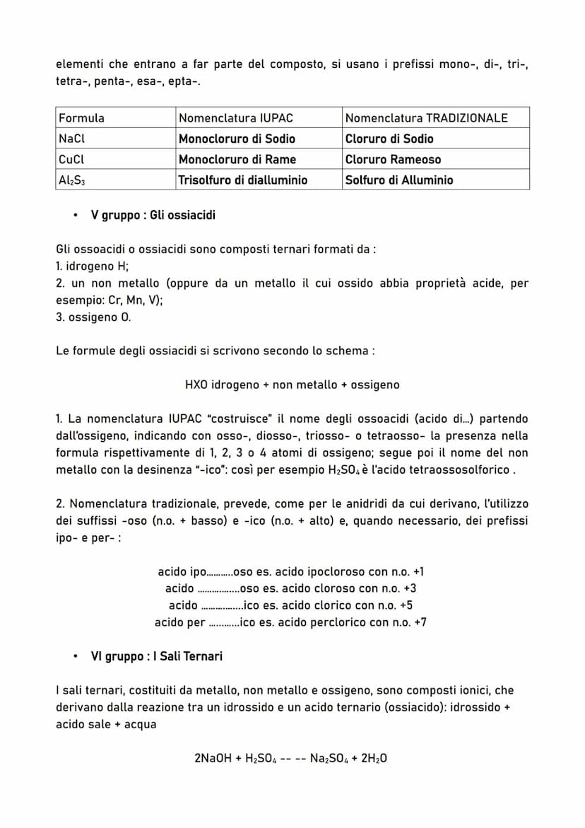LE REGOLE PER LA NOMENCLATURA TRADIZIONALE E NOMENCLATURA IUPAC IN
CHIMICA ANALITICA E STRUMENTALE
●
I gruppo: Ossidi
Li₂O
FeO
CO₂
Un ossido