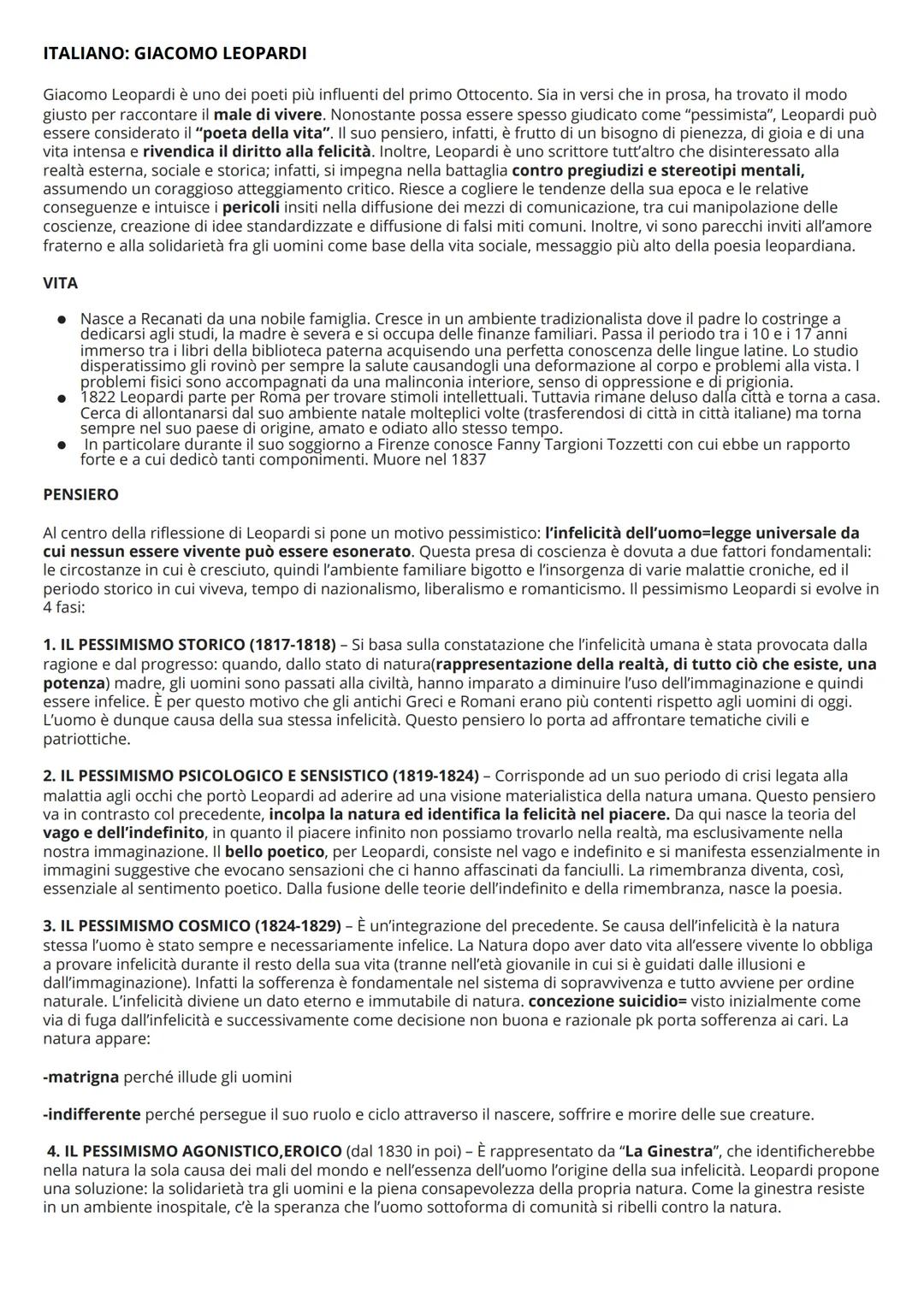 ITALIANO: GIACOMO LEOPARDI
Giacomo Leopardi è uno dei poeti più influenti del primo Ottocento. Sia in versi che in prosa, ha trovato il modo