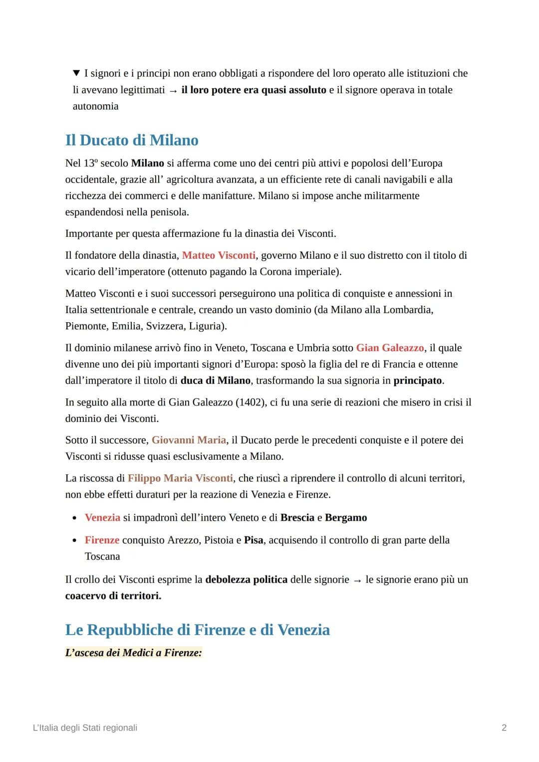 L'Italia degli Stati regionali
Dal comune alla signoria
Dalla seconda metà del 13° secolo e durante tutto il 14°, i comuni italiani entraron