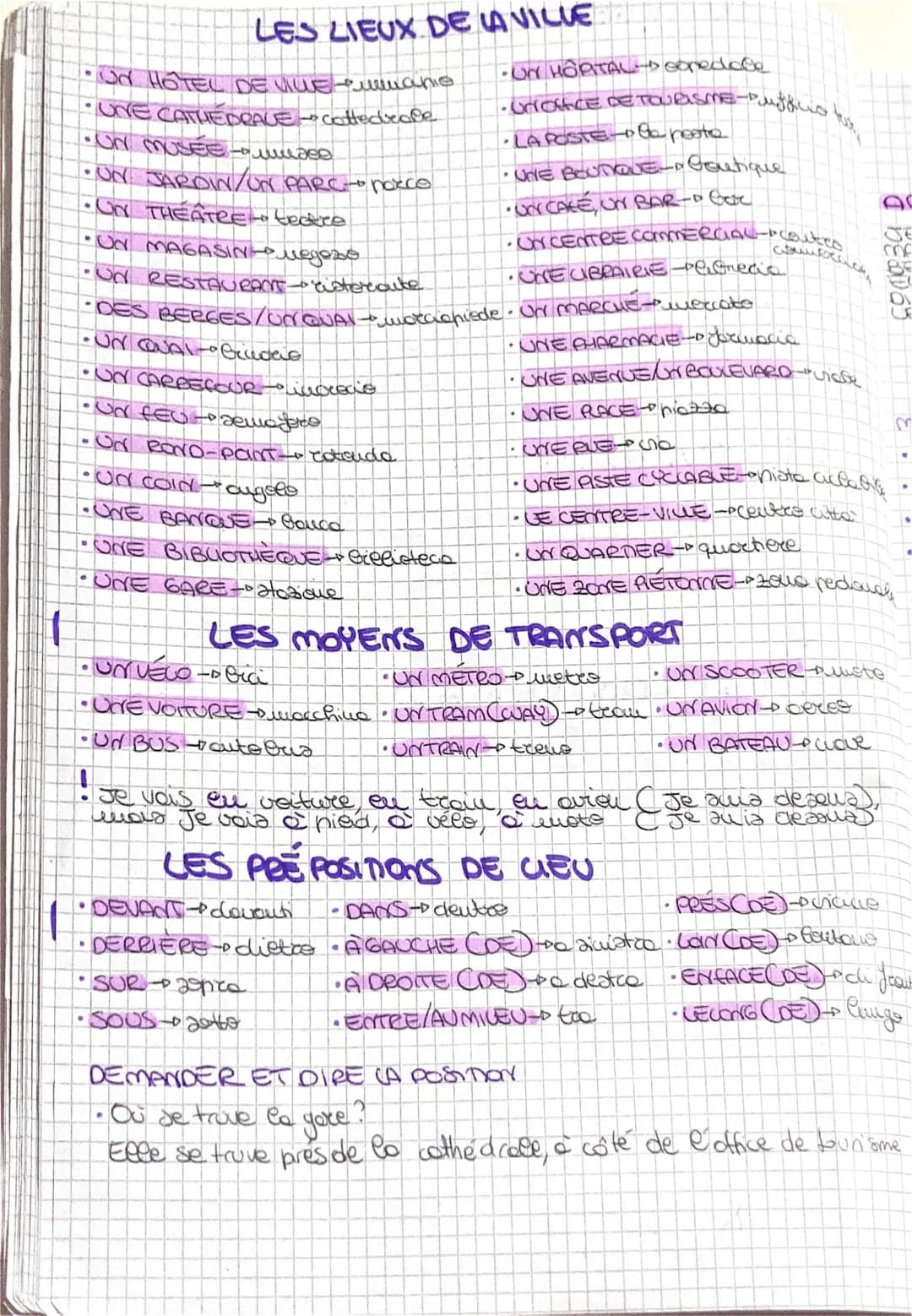 Vocabulaire de la Ville : Exercices et Lexique PDF