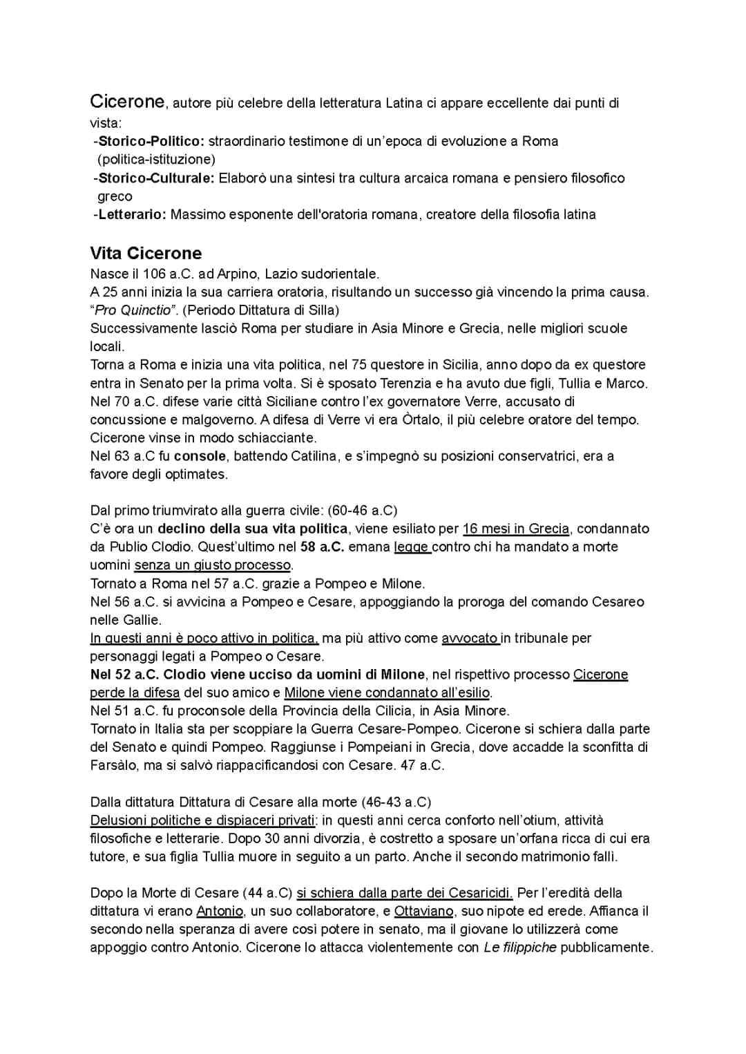 Cicerone: Vita, Opere e Riassunti PDF