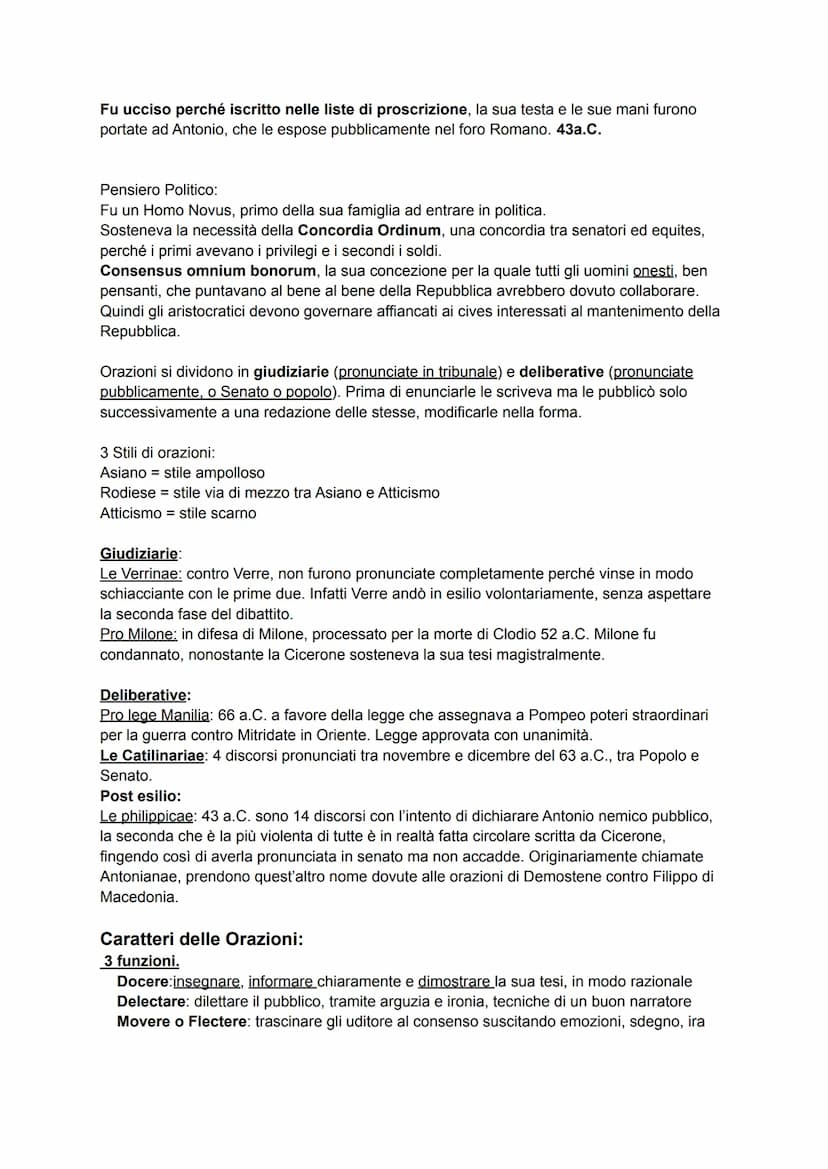 Cicerone, autore più celebre della letteratura Latina ci appare eccellente dai punti di
vista:
-Storico-Politico: straordinario testimone di