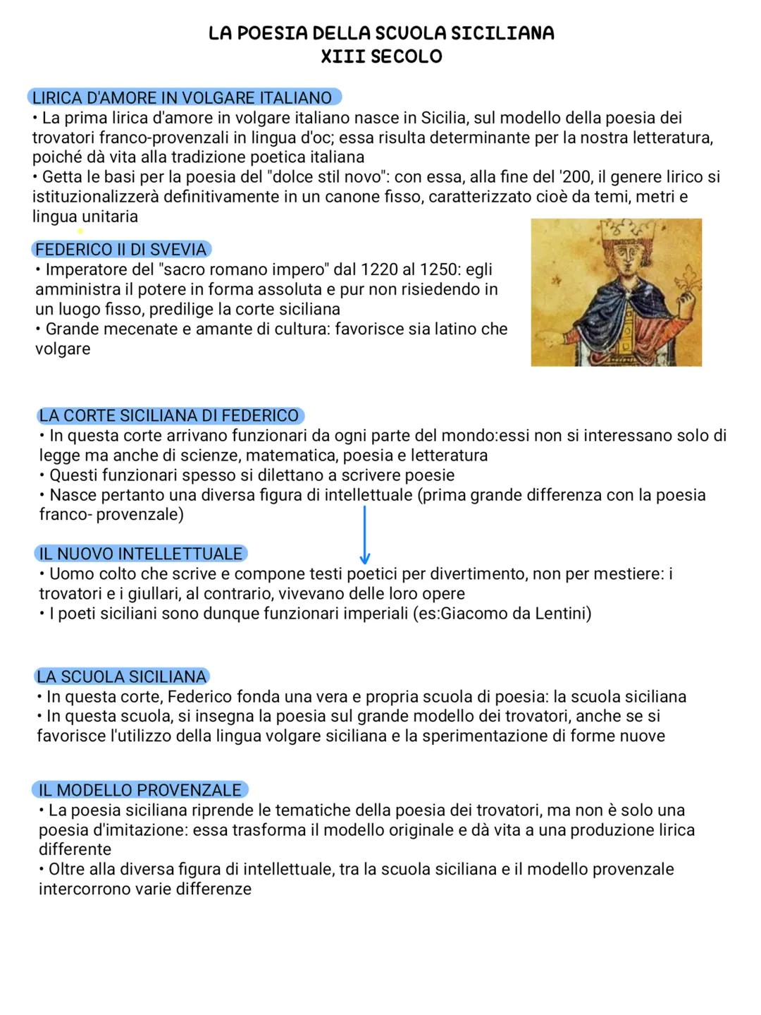 # LA POESIA DELLA SCUOLA SICILIANA
## XIII SECOLO

LIRICA D'AMORE IN VOLGARE ITALIANO

• La prima lirica d'amore in volgare italiano nasce i