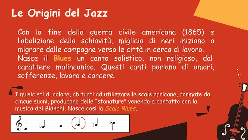 1...2...3...4...
II
JAZZ
doo Le Origini del Jazz
Il Jazz nasce negli Stati Uniti d'America tra la fine
dell'Ottocento e l'inizio del Novecen