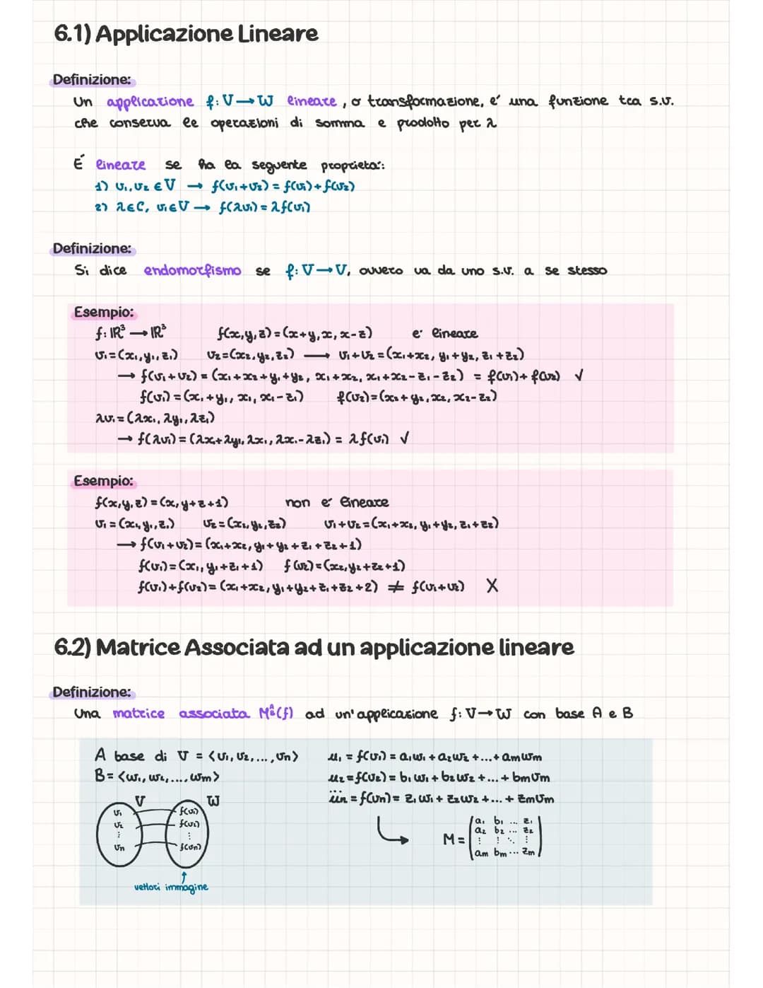 Algebra Lineare - Applicazione Lineare