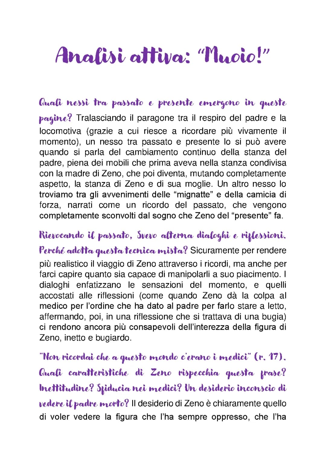 Analisi attiva di "Muoio!" dalla Coscienza di Zeno