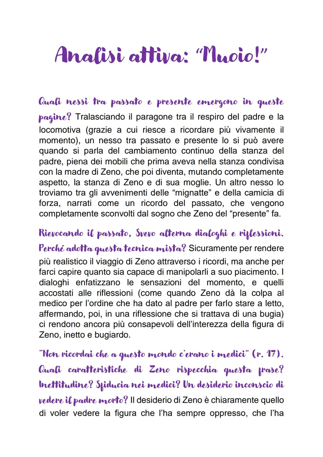 Analisi attiva: "Muoio!"
Quali nessi tra passato e presente emergono in queste
pagine? Tralasciando il paragone tra il respiro del padre e l
