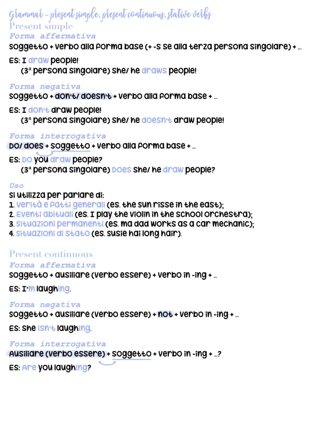 present simple, present continuous, stative verbs 
