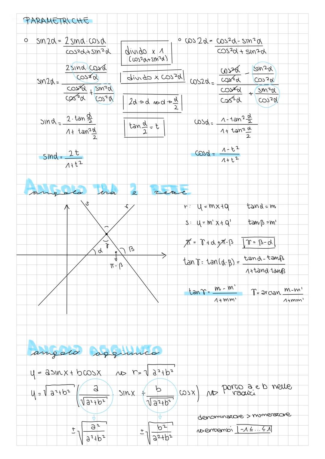 # dimosicacion formula

ADDIZIONE E SOTTRAZIONE

Ο

C


D

A (cosd; sina)

B (cos(d-B); sin/d-B))

C (cosß; sinß)

D (1,0)

AC²=BD2

(cosd-c