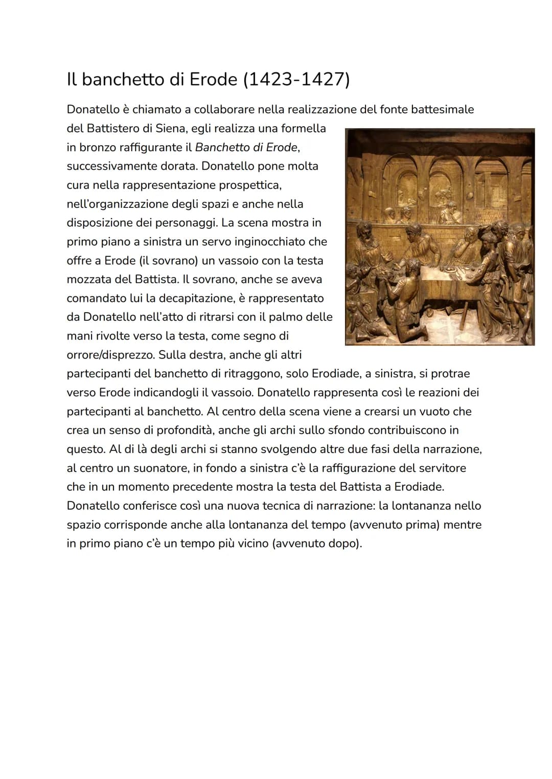 
<h2 id="lesculturedidonatello">Le sculture di Donatello</h2>
<p>Le sculture di Donatello rappresentano un'importante parte del patrimonio a
