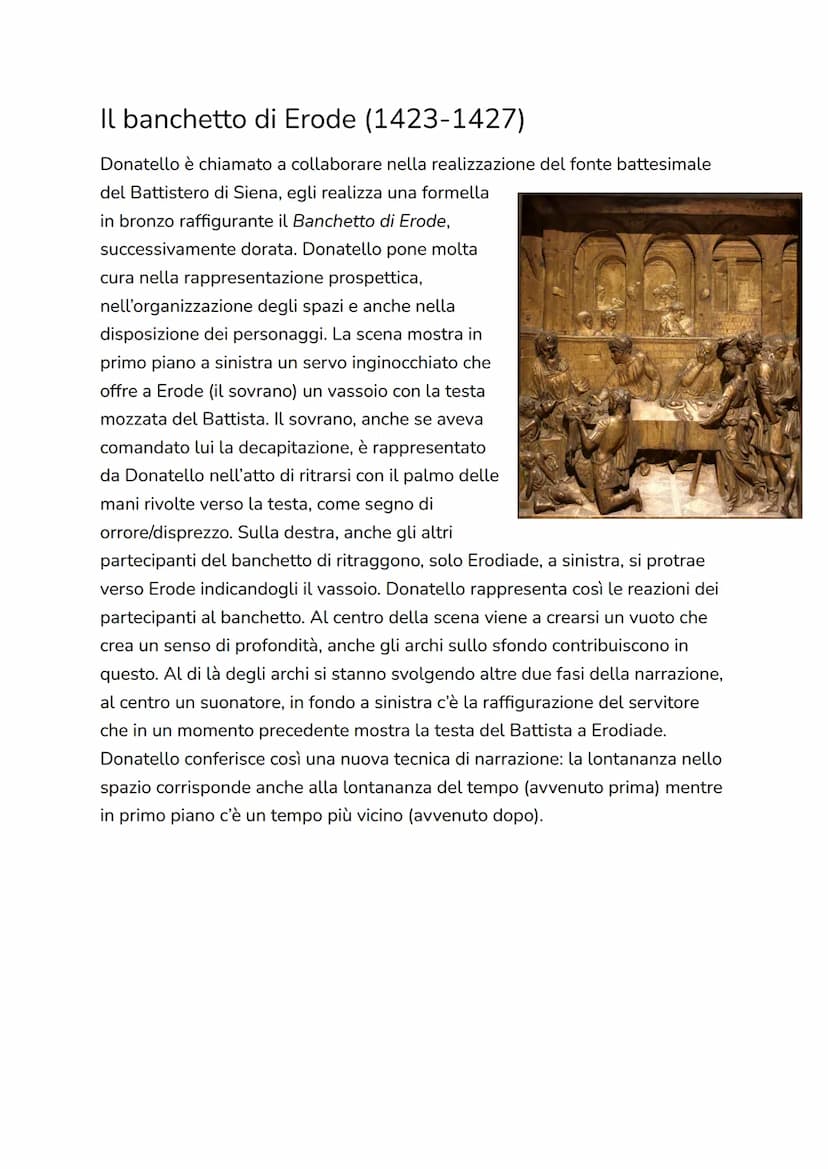 
<h2 id="lesculturedidonatello">Le sculture di Donatello</h2>
<p>Le sculture di Donatello rappresentano un'importante parte del patrimonio a