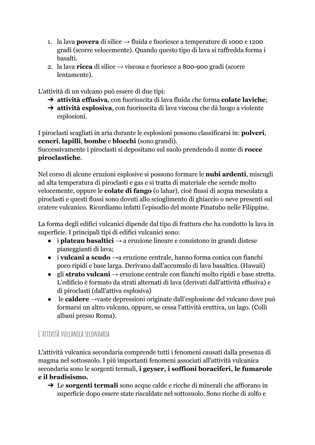 I VULCANI
I VULCANI E LE ERUZIONI VULCANICHE
Per vulcano si intende l'insieme delle strutture connesse alla fuoriuscita di lava sulla
superf