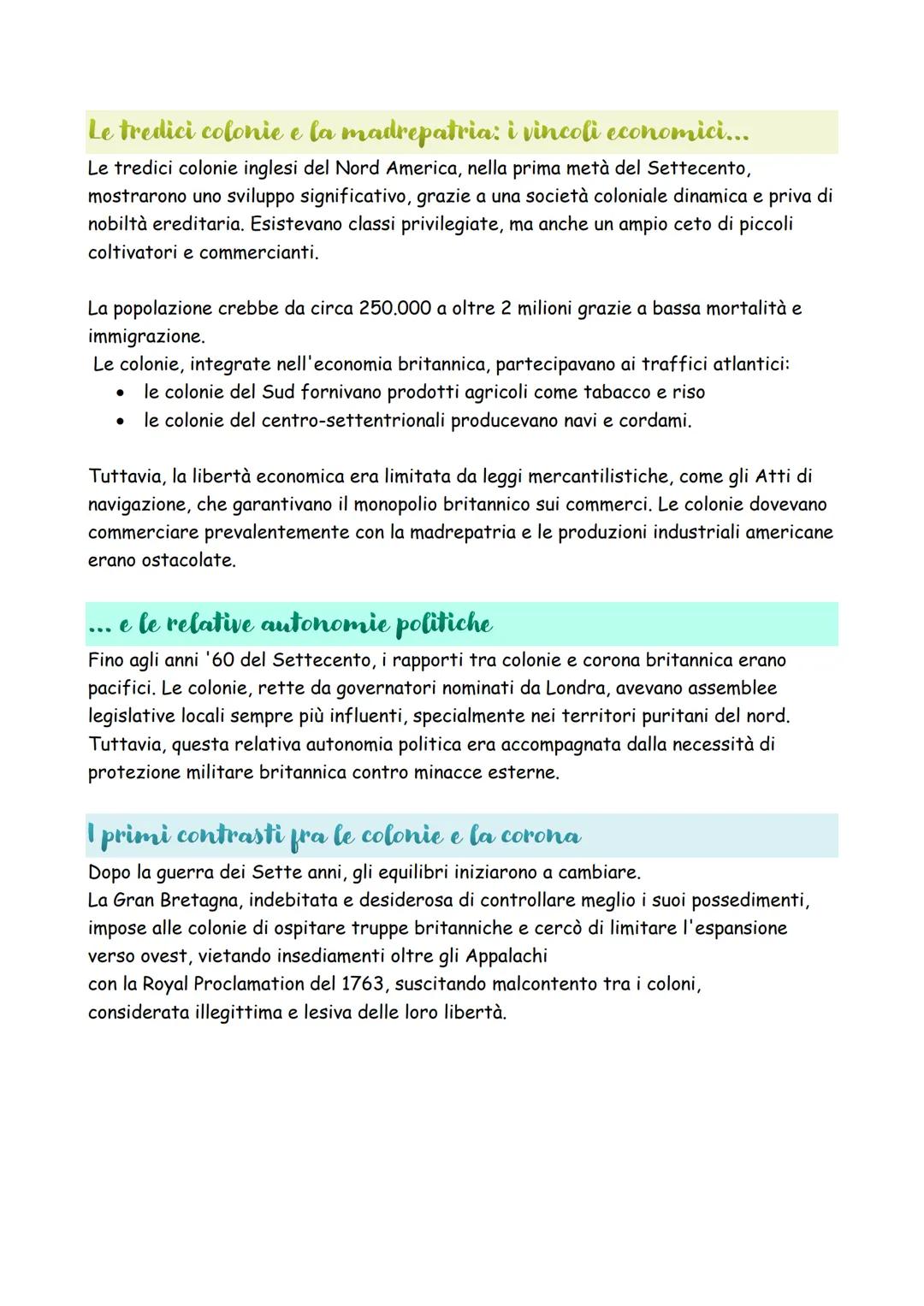 # Le colonie americane e i rapporti con la madrepatria
Le colonie americane furono abitate da circa 5 milioni di nativi americani prima
dell
